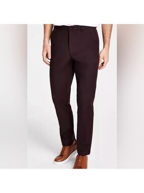 Michael Kors Men's Cotton Classic Fit BlackBerry Wine Stretch Suit Dress Pants